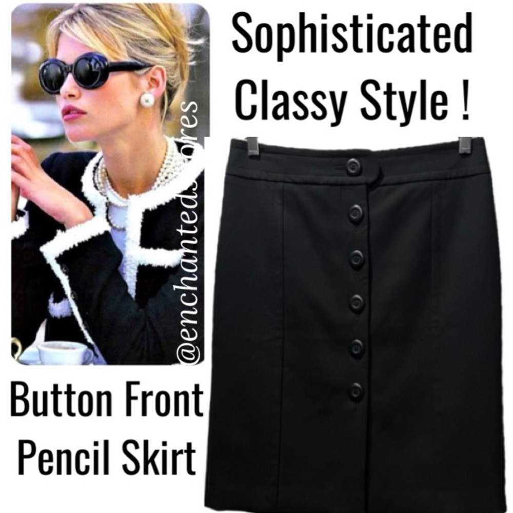 LOFT Ann Taylor Skirt Professional Career Classic Dress Black Neutral Size 4